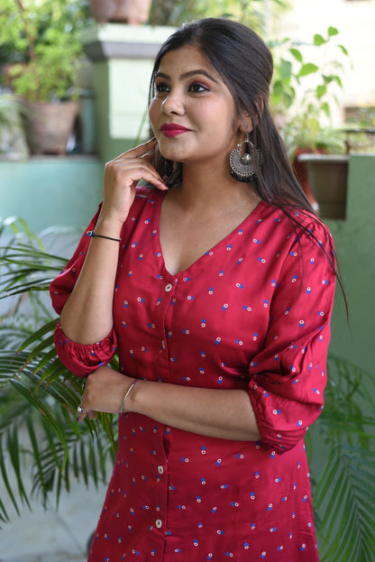 Red velvet dress