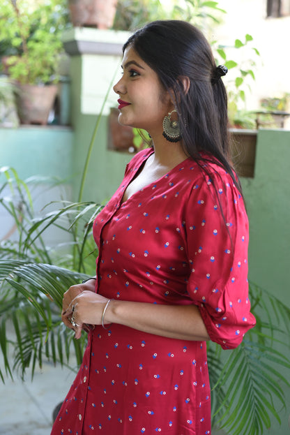 Red velvet dress