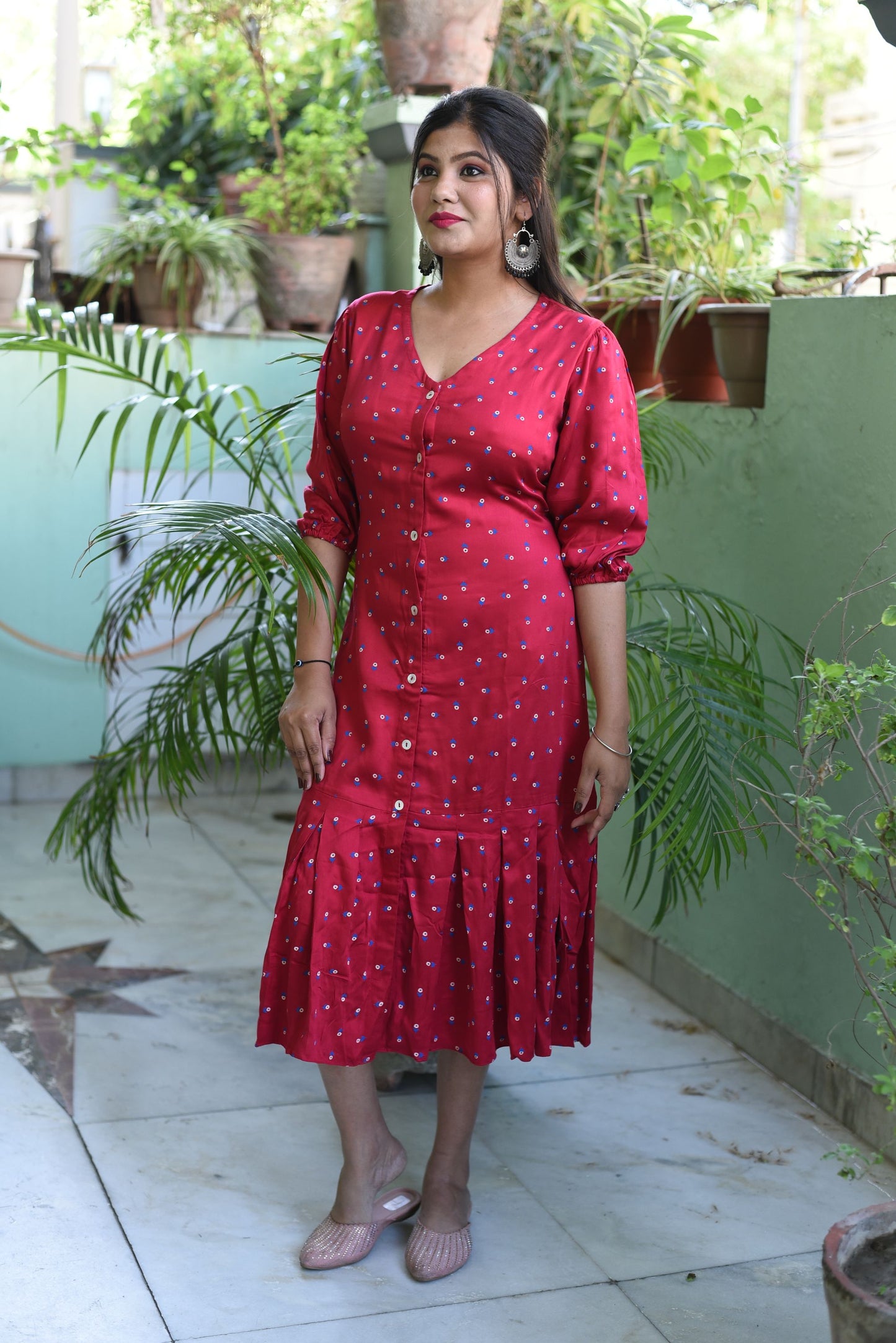 Red velvet dress