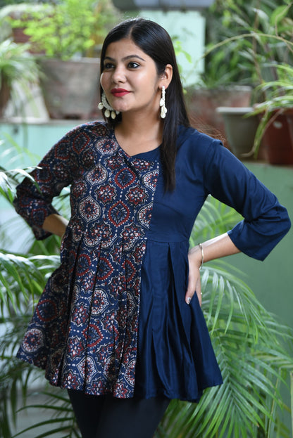 Indian print Blue short kurti