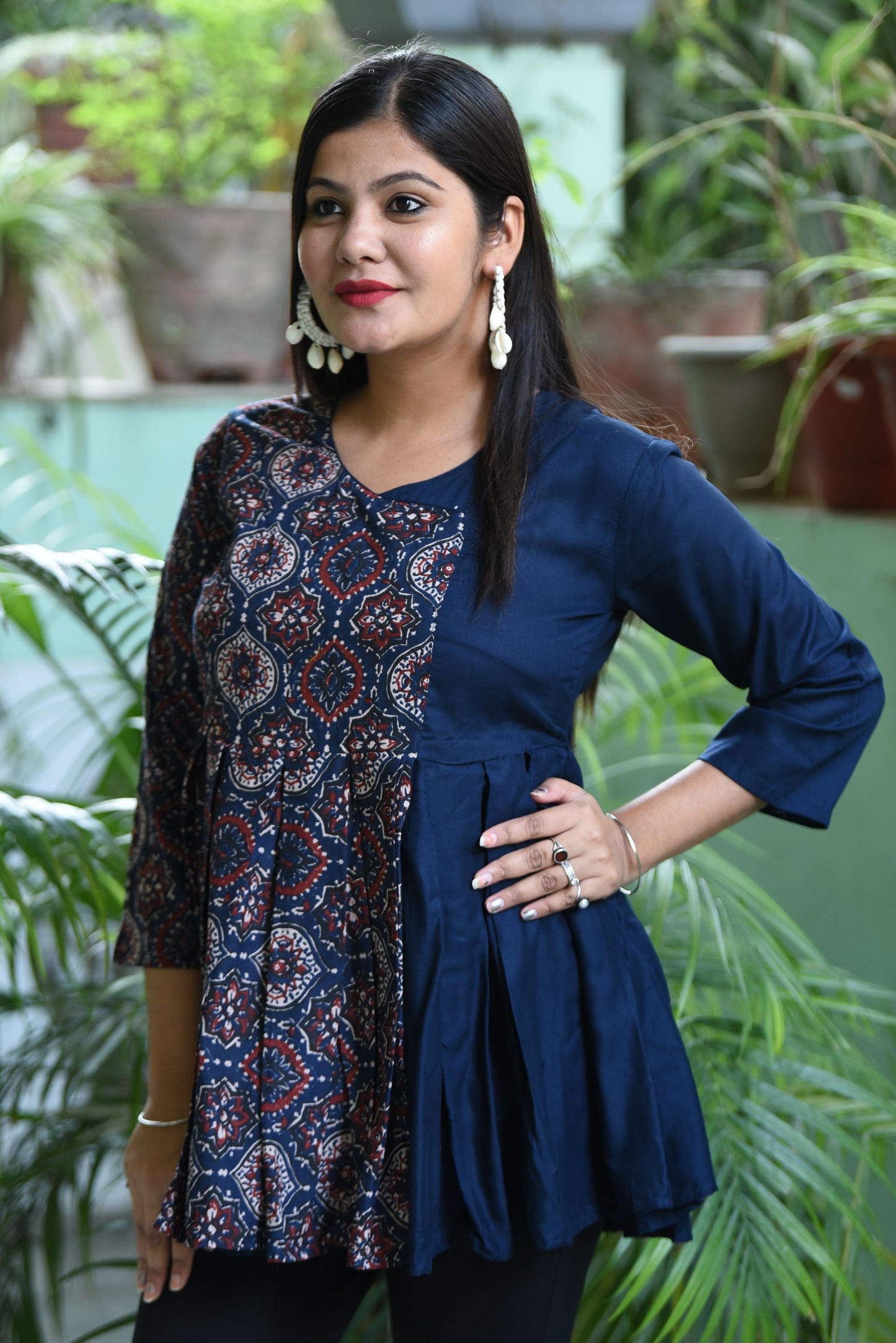 Indian print Blue short kurti