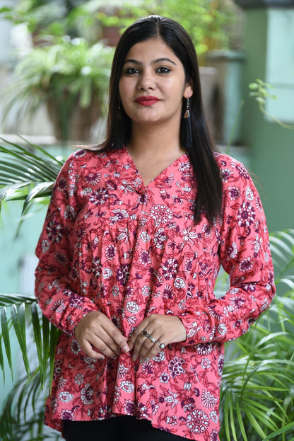 Peachy Pink Floral Top