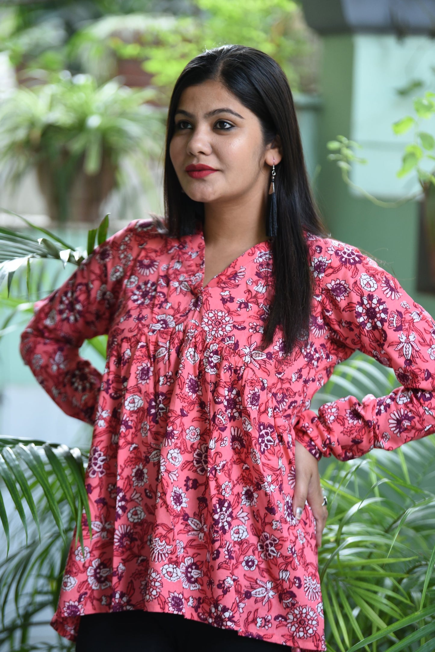 Peachy Pink Floral Top