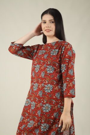 rust kalamkari floral kurta