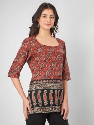 brown paisley short kurti