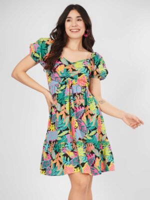 neon floral frock